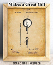 Load image into Gallery viewer, Thomas Edison Electric Lamp Patent Print
