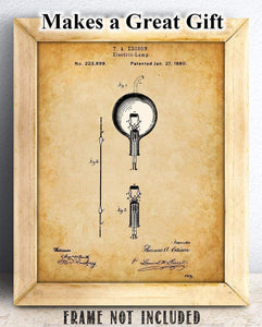 Thomas Edison Electric Lamp Patent Print