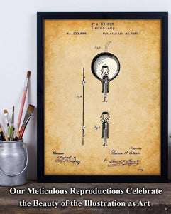 Thomas Edison Electric Lamp Patent Print