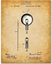 Load image into Gallery viewer, Thomas Edison Electric Lamp Patent Print
