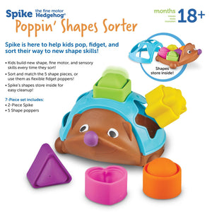 Fine Motor Hedgehog Poppin' Shapes Sorter