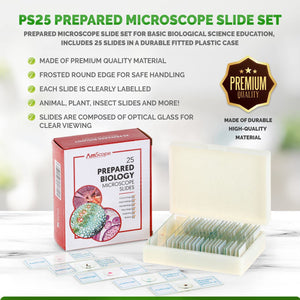 25pc Prepared Microscope Slides Set