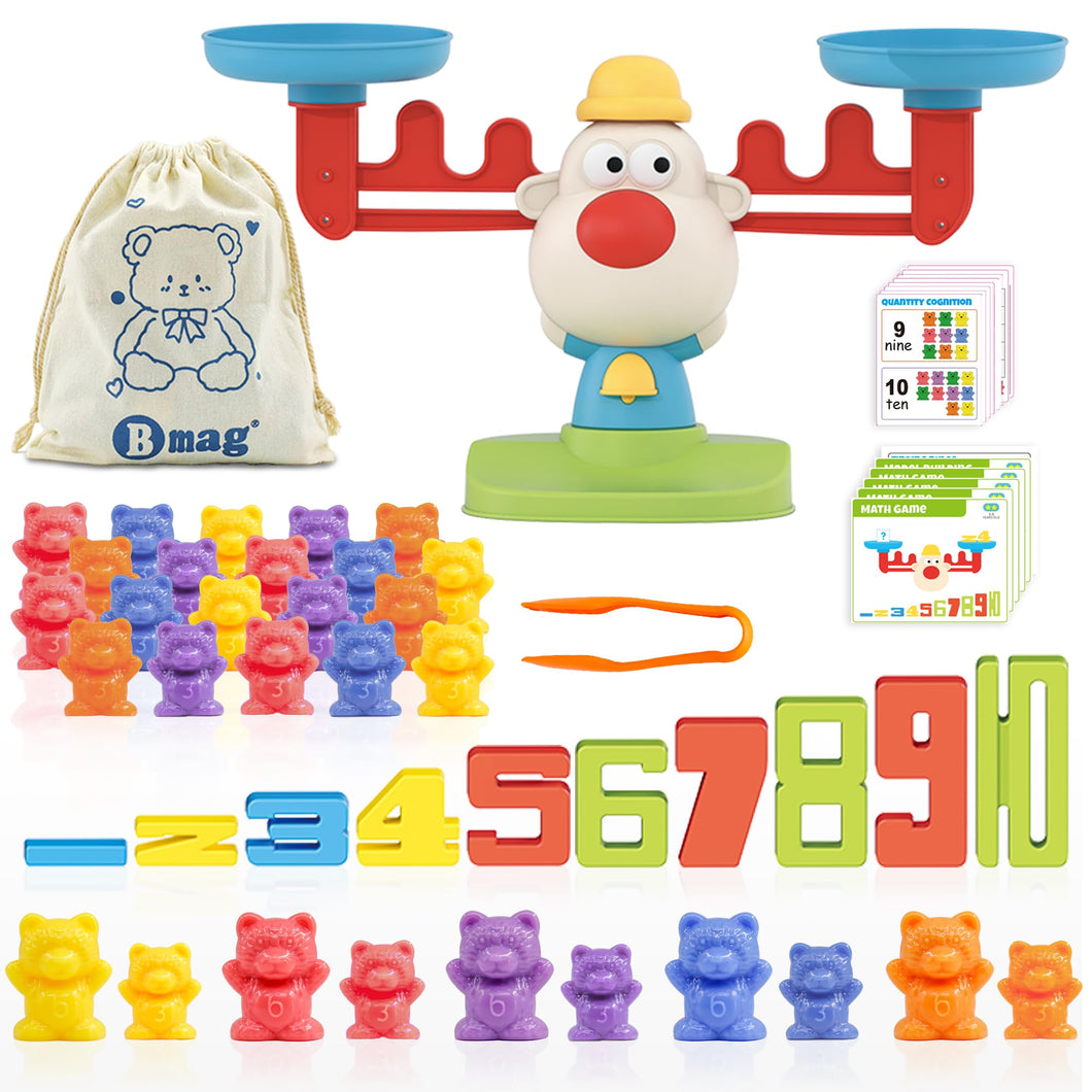 Balance Math Toys, 3 in 1 Counting Stacking and Balancing Math Learning Game for Kids