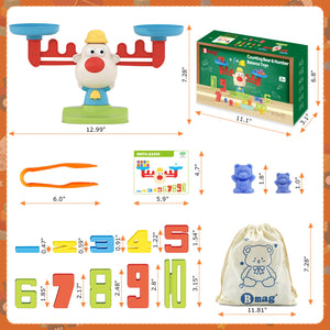 Balance Math Toys, 3 in 1 Counting Stacking and Balancing Math Learning Game for Kids