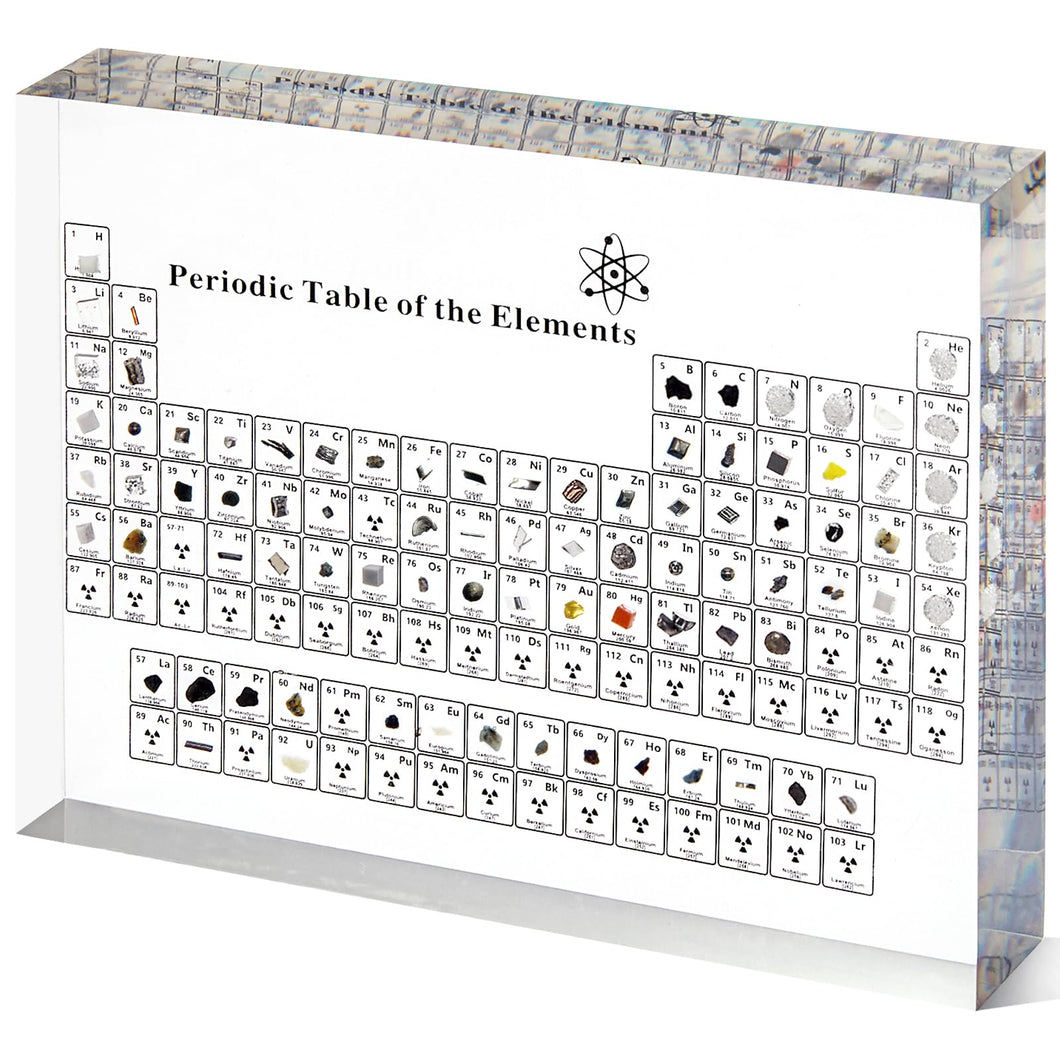 Mukarisk Transparent Acrylic Periodic Table with Real Elements