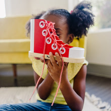 Load image into Gallery viewer, Melissa &amp; Doug Wooden High-Top Shoe Lacing Sneaker

